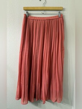 Hayden Coral Pleated Maxi Skirt, Large